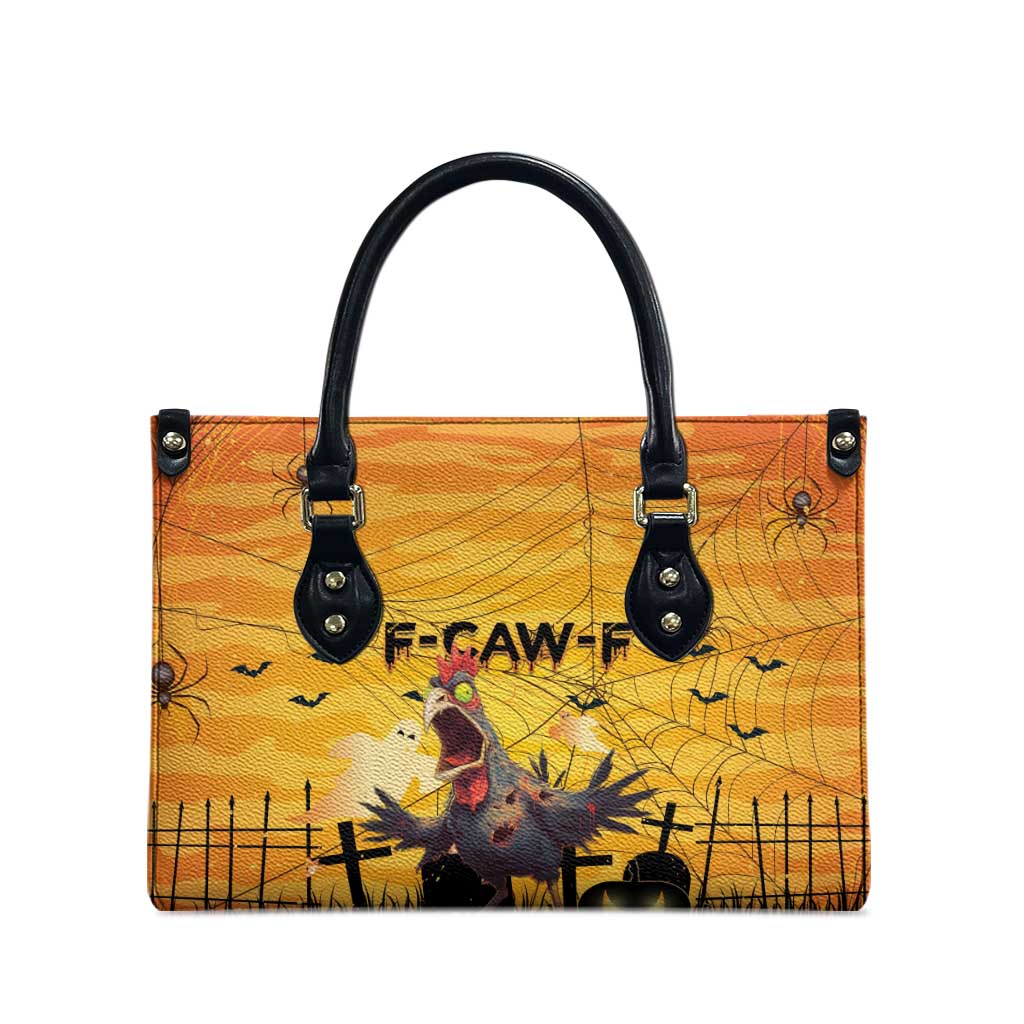 Funny Halloween Zombie Chicken Leather Bag F’Caw Scary Poultry - Wonder Print Shop