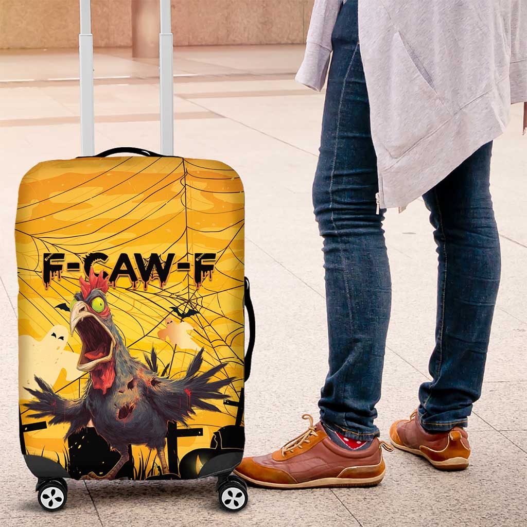 Funny Halloween Zombie Chicken Luggage Cover F’Caw Scary Poultry - Wonder Print Shop