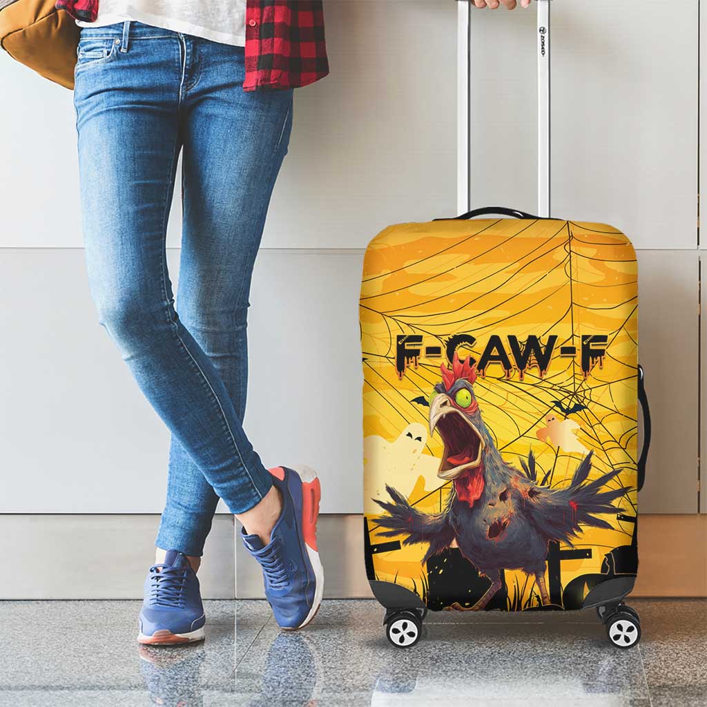 Funny Halloween Zombie Chicken Luggage Cover F’Caw Scary Poultry - Wonder Print Shop