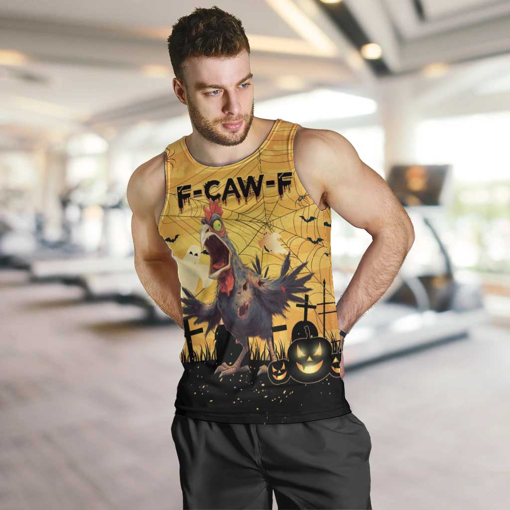 Personalized Funny Halloween Zombie Chicken Men Tank Top F’Caw Scary Poultry - Wonder Print Shop