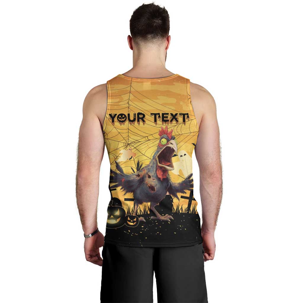 Personalized Funny Halloween Zombie Chicken Men Tank Top F’Caw Scary Poultry - Wonder Print Shop