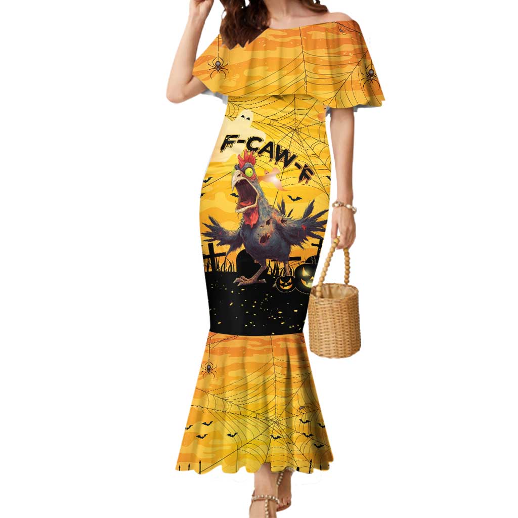 Personalized Funny Halloween Zombie Chicken Mermaid Dress F’Caw Scary Poultry - Wonder Print Shop