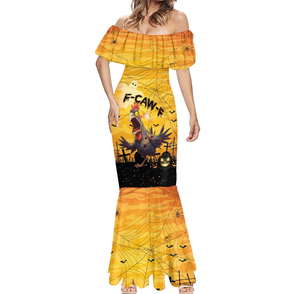 Personalized Funny Halloween Zombie Chicken Mermaid Dress F’Caw Scary Poultry - Wonder Print Shop