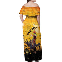Personalized Funny Halloween Zombie Chicken Off Shoulder Maxi Dress F’Caw Scary Poultry - Wonder Print Shop