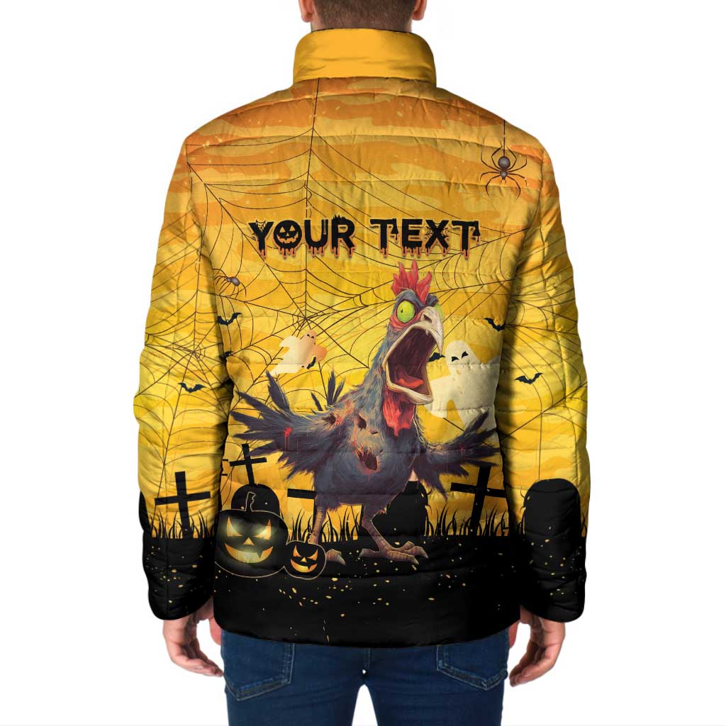 Personalized Funny Halloween Zombie Chicken Padded Jacket F’Caw Scary Poultry - Wonder Print Shop