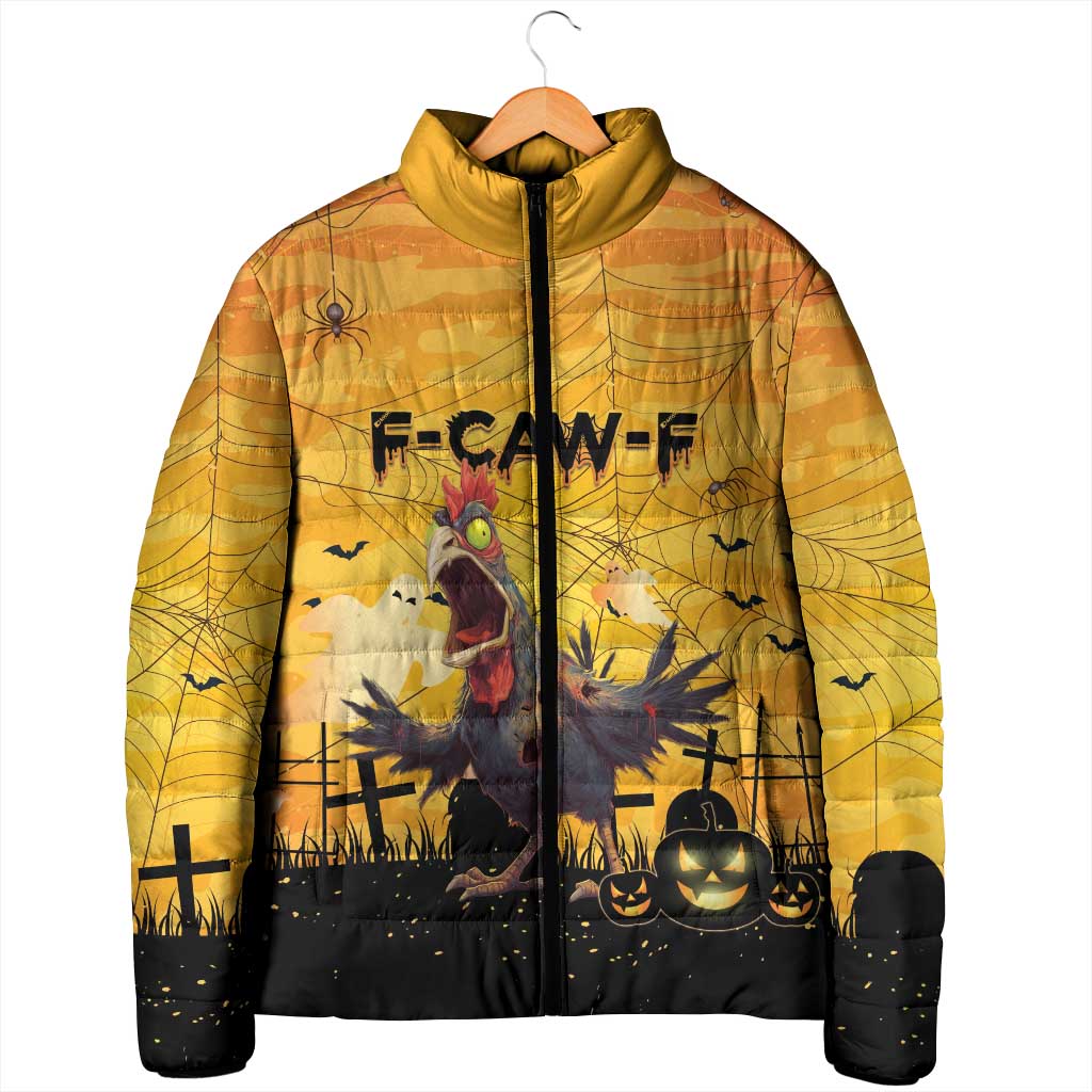 Personalized Funny Halloween Zombie Chicken Padded Jacket F’Caw Scary Poultry - Wonder Print Shop