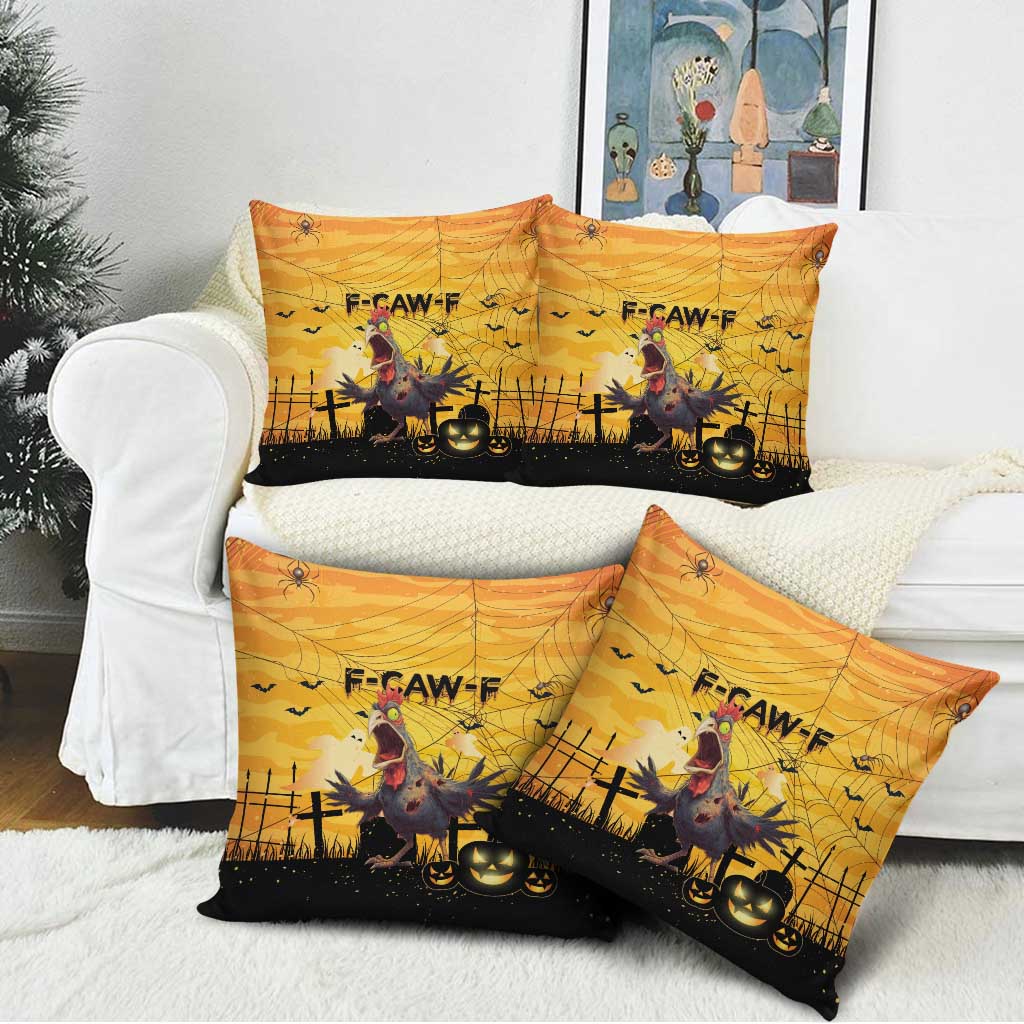 Funny Halloween Zombie Chicken Pillow Cover F’Caw Scary Poultry - Wonder Print Shop