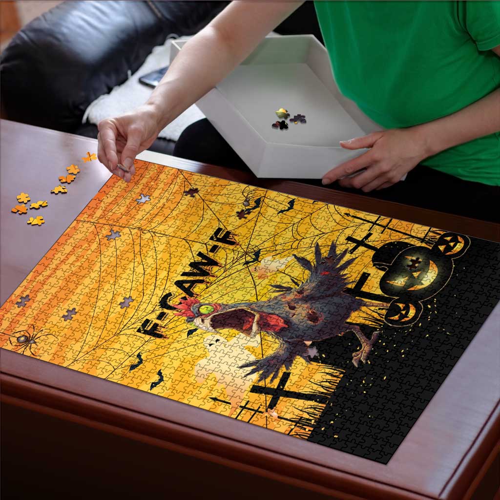 Funny Halloween Zombie Chicken Puzzle F’Caw Scary Poultry - Wonder Print Shop