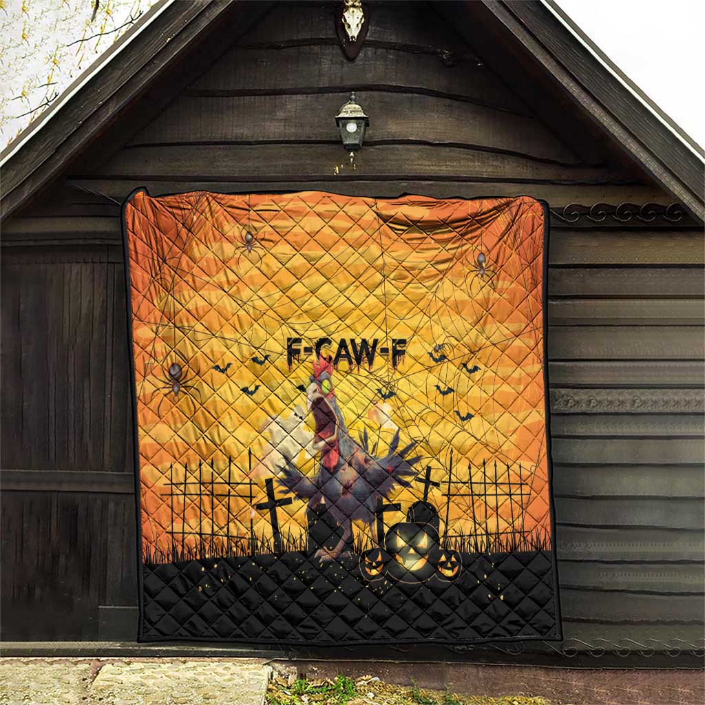 Funny Halloween Zombie Chicken Quilt F’Caw Scary Poultry - Wonder Print Shop