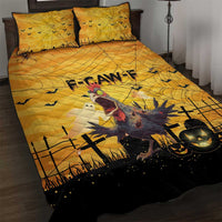 Funny Halloween Zombie Chicken Quilt Bed Set F’Caw Scary Poultry - Wonder Print Shop