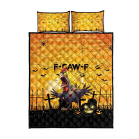 Funny Halloween Zombie Chicken Quilt Bed Set F’Caw Scary Poultry - Wonder Print Shop