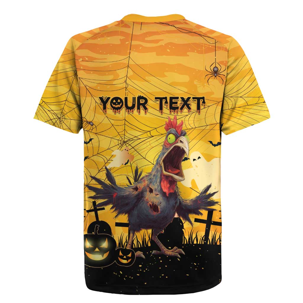 Personalized Funny Halloween Zombie Chicken Rugby Jersey F’Caw Scary Poultry - Wonder Print Shop