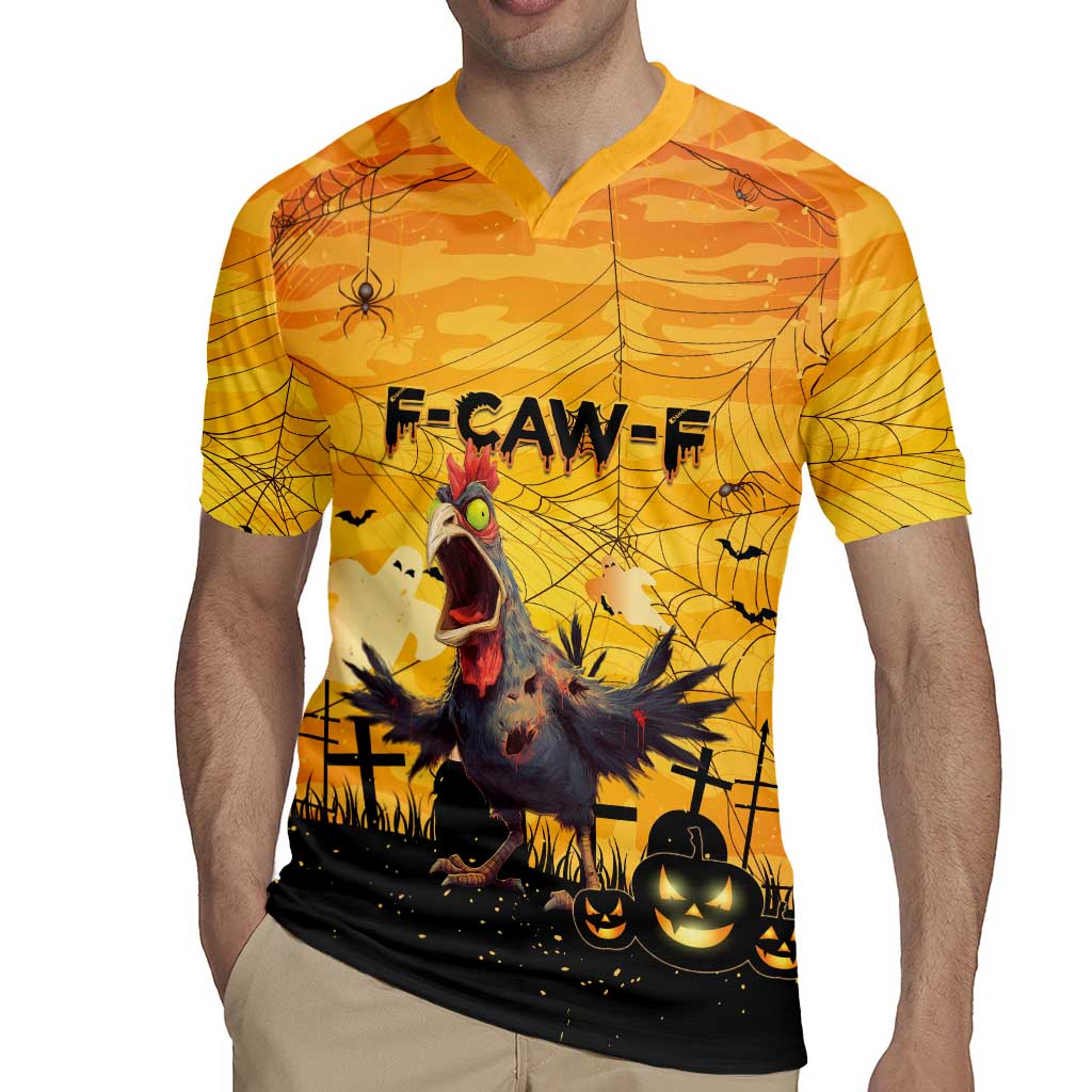 Personalized Funny Halloween Zombie Chicken Rugby Jersey F’Caw Scary Poultry - Wonder Print Shop