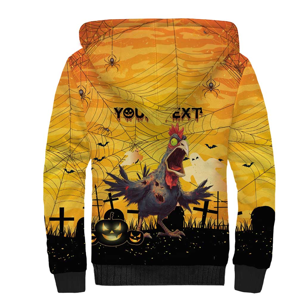 Personalized Funny Halloween Zombie Chicken Sherpa Hoodie F’Caw Scary Poultry - Wonder Print Shop