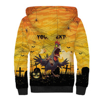 Personalized Funny Halloween Zombie Chicken Sherpa Hoodie F’Caw Scary Poultry - Wonder Print Shop