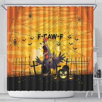 Funny Halloween Zombie Chicken Shower Curtain F’Caw Scary Poultry - Wonder Print Shop