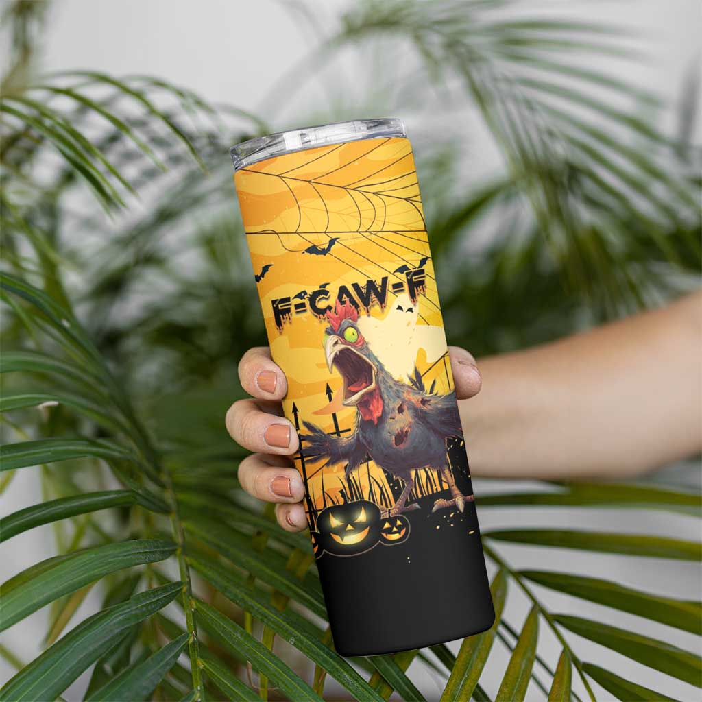 Personalized Funny Halloween Zombie Chicken Skinny Tumbler F’Caw Scary Poultry - Wonder Print Shop