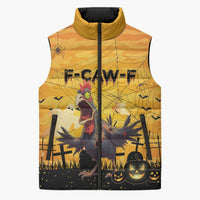 Personalized Funny Halloween Zombie Chicken Sleeveless Puffer Jacket F’Caw Scary Poultry - Wonder Print Shop