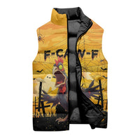 Personalized Funny Halloween Zombie Chicken Sleeveless Puffer Jacket F’Caw Scary Poultry - Wonder Print Shop
