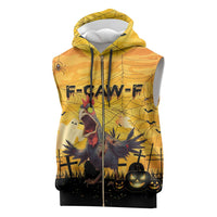 Personalized Funny Halloween Zombie Chicken Sleeveless Zip Hoodie F’Caw Scary Poultry - Wonder Print Shop