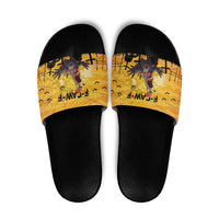 Funny Halloween Zombie Chicken Slide Sandals F’Caw Scary Poultry - Wonder Print Shop