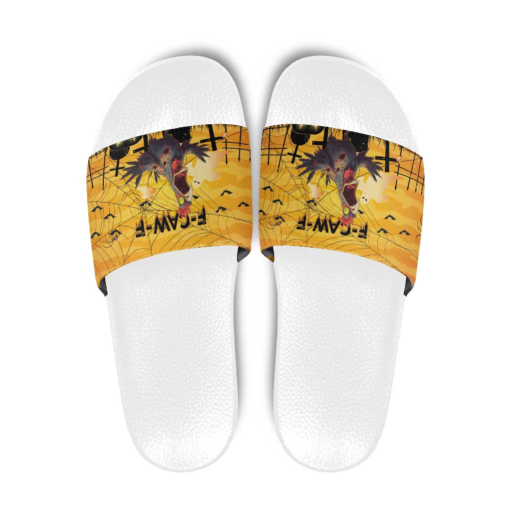 Funny Halloween Zombie Chicken Slide Sandals F’Caw Scary Poultry - Wonder Print Shop