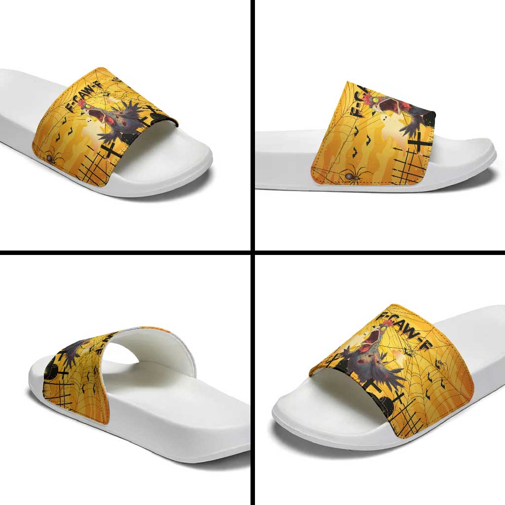 Funny Halloween Zombie Chicken Slide Sandals F’Caw Scary Poultry - Wonder Print Shop