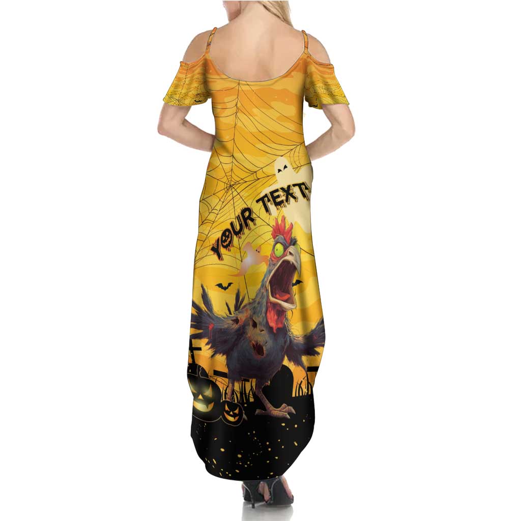 Personalized Funny Halloween Zombie Chicken Summer Maxi Dress F’Caw Scary Poultry - Wonder Print Shop