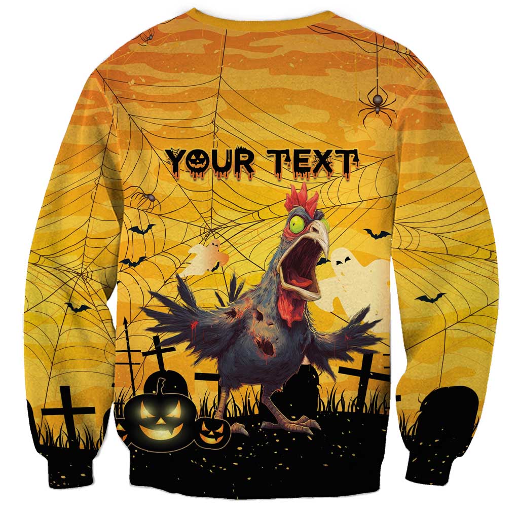 Personalized Funny Halloween Zombie Chicken Sweatshirt F’Caw Scary Poultry - Wonder Print Shop