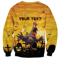 Personalized Funny Halloween Zombie Chicken Sweatshirt F’Caw Scary Poultry - Wonder Print Shop