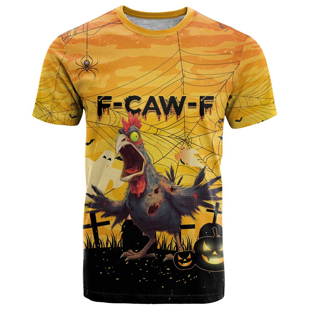 Personalized Funny Halloween Zombie Chicken T Shirt F’Caw Scary Poultry - Wonder Print Shop