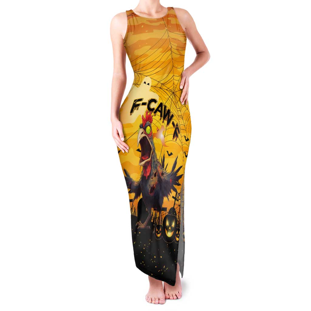Personalized Funny Halloween Zombie Chicken Tank Maxi Dress F’Caw Scary Poultry - Wonder Print Shop