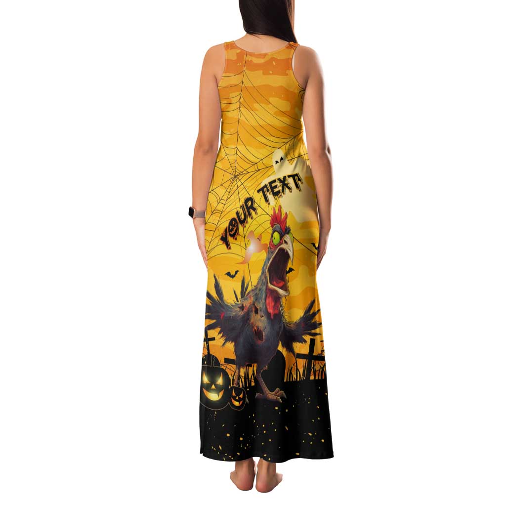 Personalized Funny Halloween Zombie Chicken Tank Maxi Dress F’Caw Scary Poultry - Wonder Print Shop