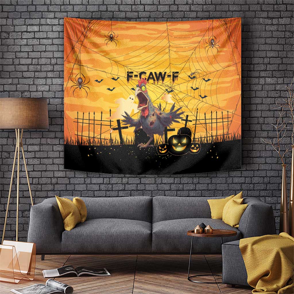 Funny Halloween Zombie Chicken Tapestry F’Caw Scary Poultry - Wonder Print Shop