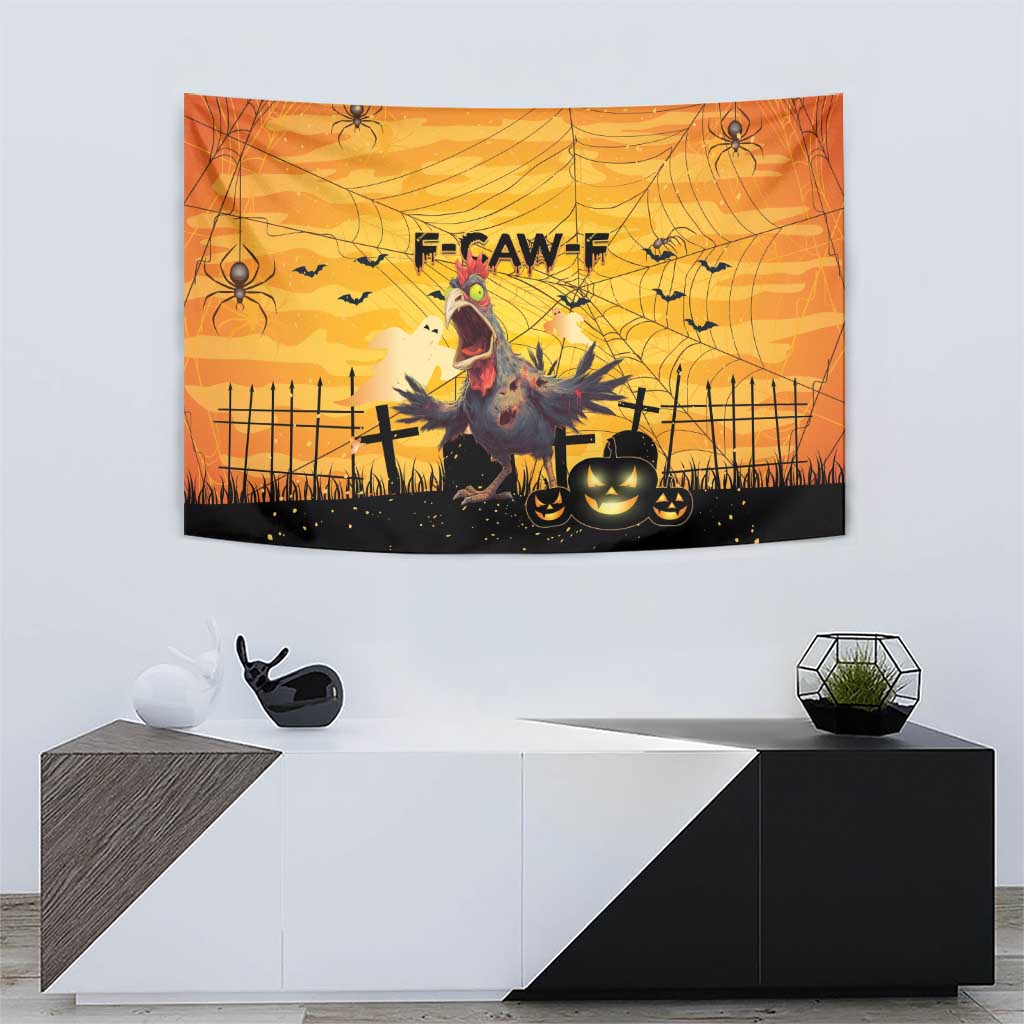 Funny Halloween Zombie Chicken Tapestry F’Caw Scary Poultry - Wonder Print Shop