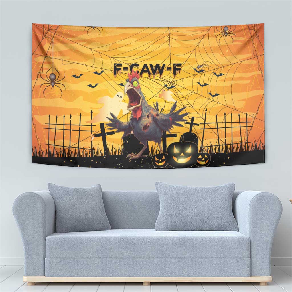 Funny Halloween Zombie Chicken Tapestry F’Caw Scary Poultry - Wonder Print Shop
