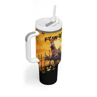Personalized Funny Halloween Zombie Chicken Tumbler With Handle F’Caw Scary Poultry - Wonder Print Shop