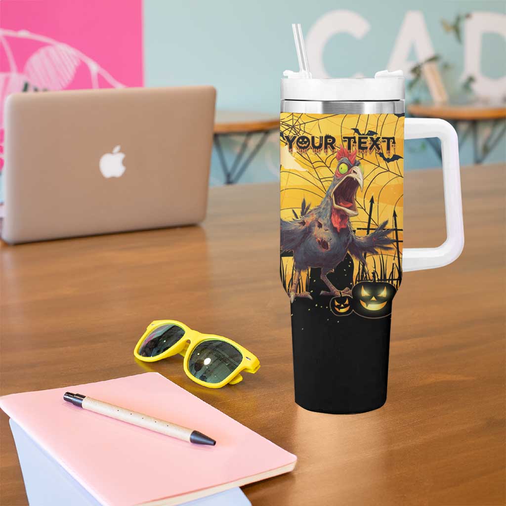 Personalized Funny Halloween Zombie Chicken Tumbler With Handle F’Caw Scary Poultry - Wonder Print Shop