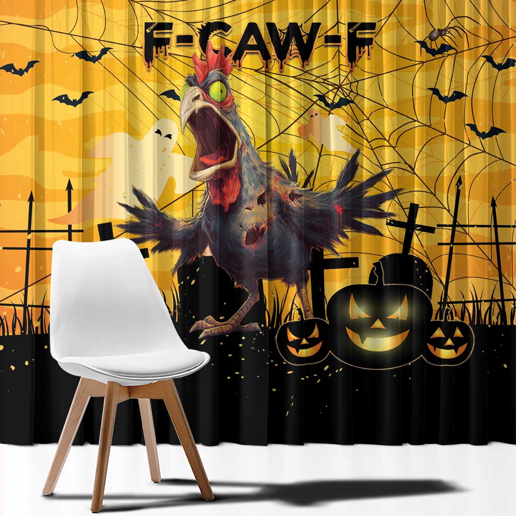 Funny Halloween Zombie Chicken Window Curtain F’Caw Scary Poultry - Wonder Print Shop