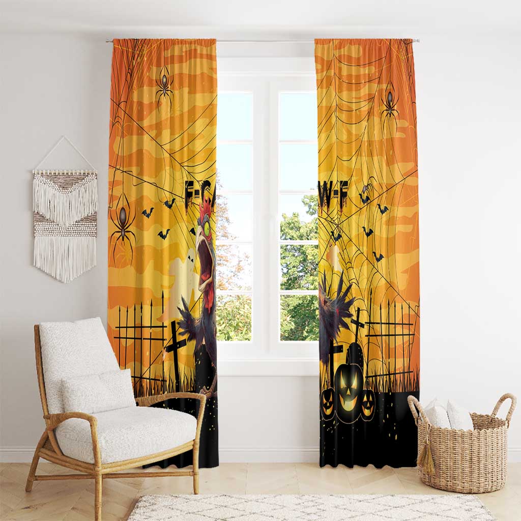 Funny Halloween Zombie Chicken Window Curtain F’Caw Scary Poultry - Wonder Print Shop
