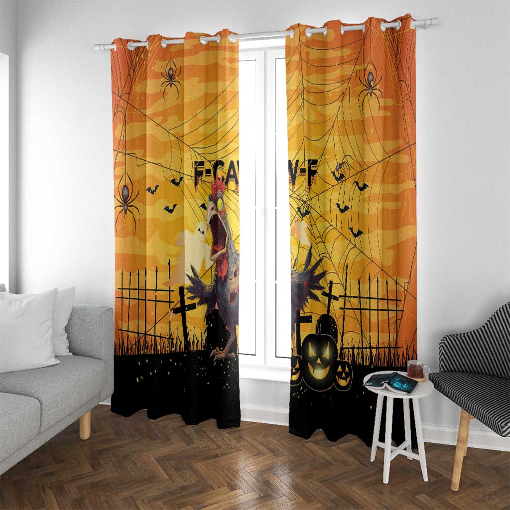 Funny Halloween Zombie Chicken Window Curtain F’Caw Scary Poultry - Wonder Print Shop