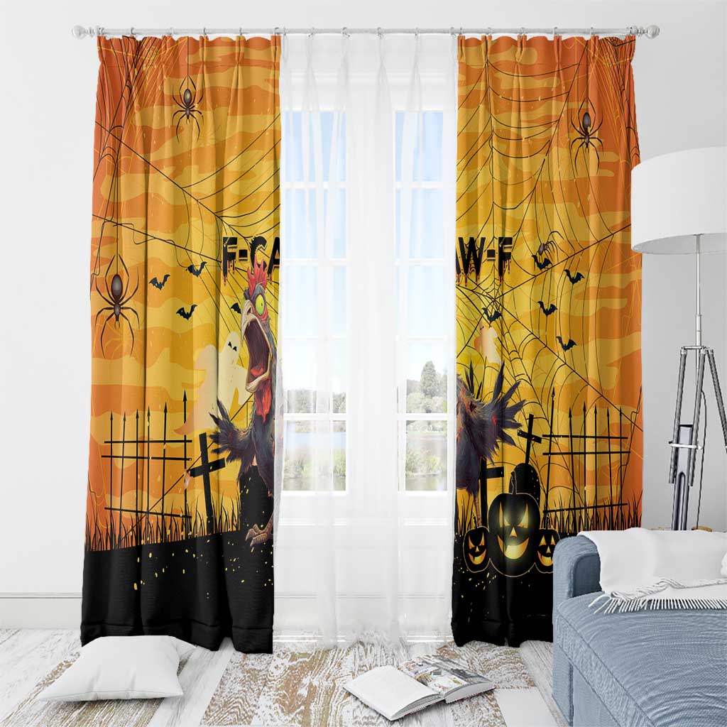 Funny Halloween Zombie Chicken Window Curtain F’Caw Scary Poultry - Wonder Print Shop