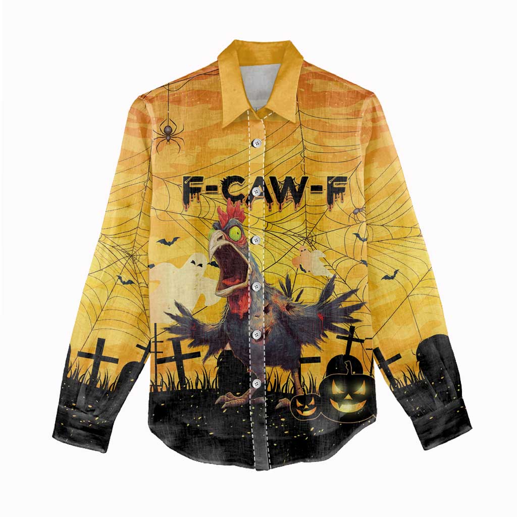 Personalized Funny Halloween Zombie Chicken Women Casual Shirt F’Caw Scary Poultry - Wonder Print Shop