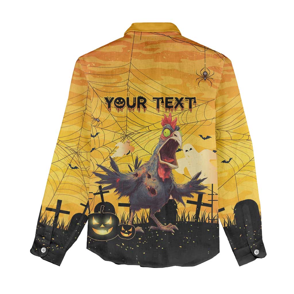 Personalized Funny Halloween Zombie Chicken Women Casual Shirt F’Caw Scary Poultry - Wonder Print Shop