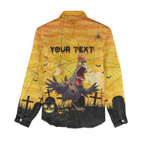 Personalized Funny Halloween Zombie Chicken Women Casual Shirt F’Caw Scary Poultry - Wonder Print Shop