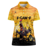 Personalized Funny Halloween Zombie Chicken Women Polo Shirt F’Caw Scary Poultry - Wonder Print Shop