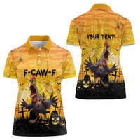 Personalized Funny Halloween Zombie Chicken Women Polo Shirt F’Caw Scary Poultry - Wonder Print Shop