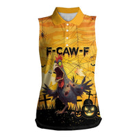 Personalized Funny Halloween Zombie Chicken Women Sleeveless Polo Shirt F’Caw Scary Poultry - Wonder Print Shop
