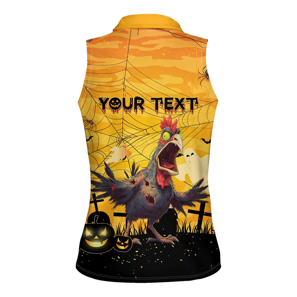 Personalized Funny Halloween Zombie Chicken Women Sleeveless Polo Shirt F’Caw Scary Poultry - Wonder Print Shop