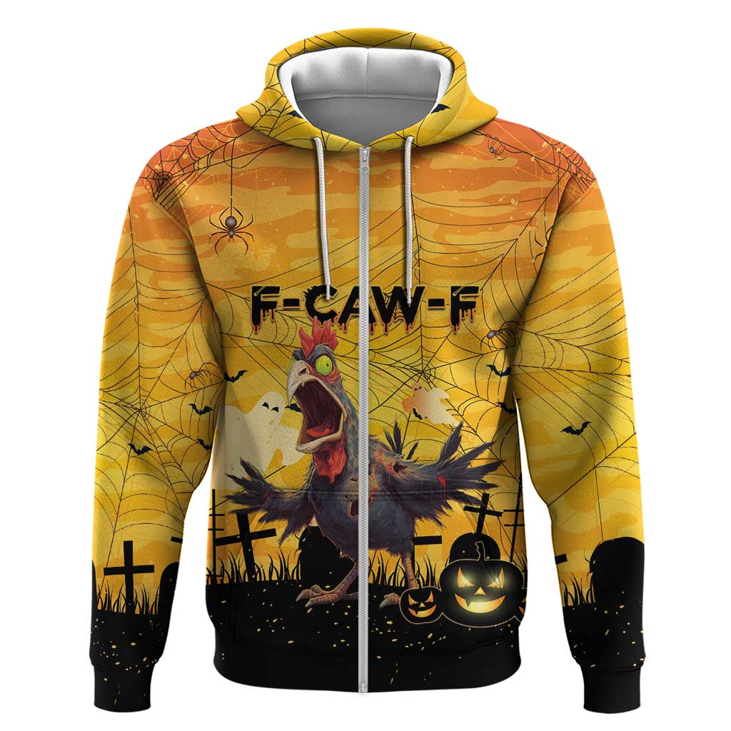 Personalized Funny Halloween Zombie Chicken Zip Hoodie F’Caw Scary Poultry - Wonder Print Shop